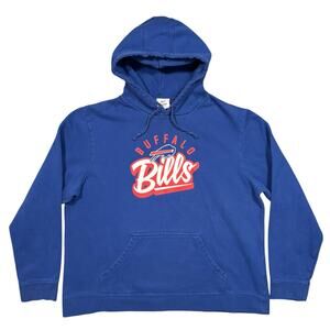 Buffalo Bills NFL Retro Throwback Graphic Print Blue Hoodie Mens Size XL